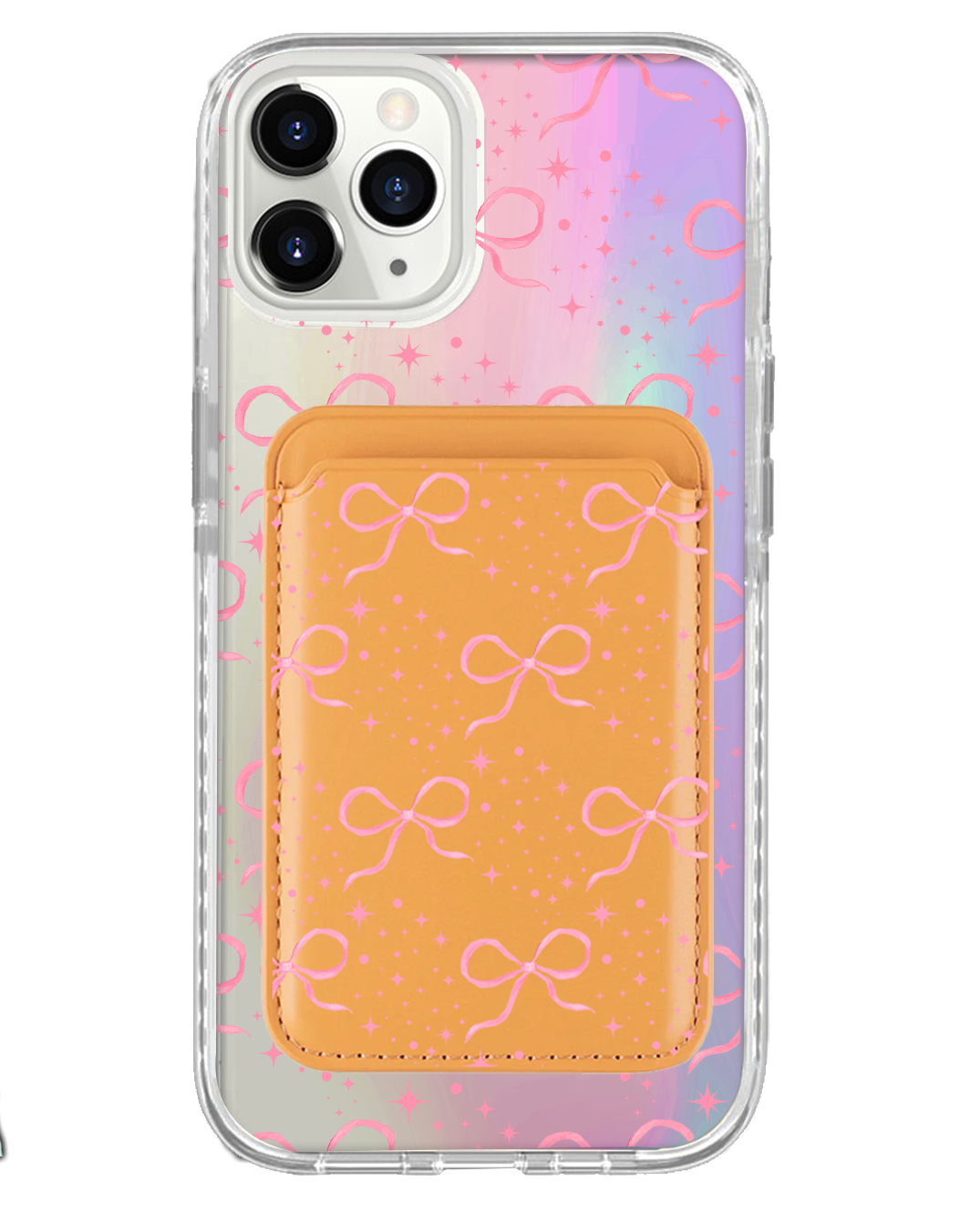 iPhone Magnetic Wallet Holo Case - Coquette Glittery Bow