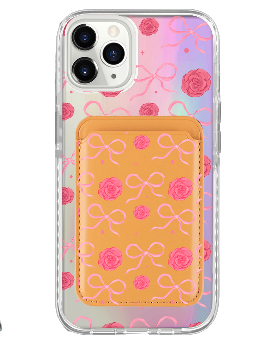 iPhone Magnetic Wallet Holo Case - Coquette Rose