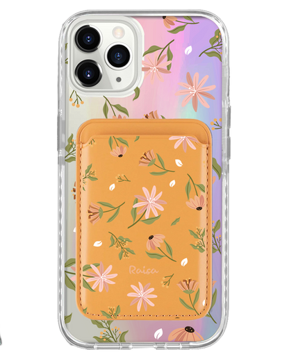iPhone Magnetic Wallet Holo Case - Cosmos Flower