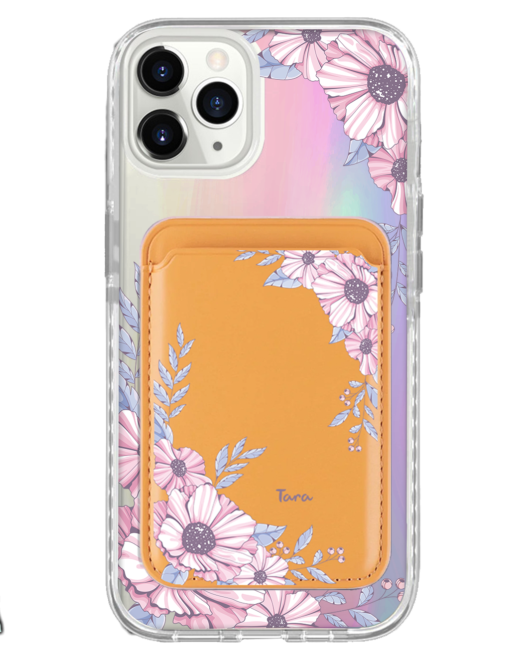 iPhone Magnetic Wallet Holo Case - Pink Blossom