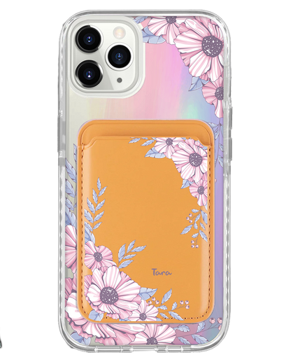iPhone Magnetic Wallet Holo Case - Pink Blossom