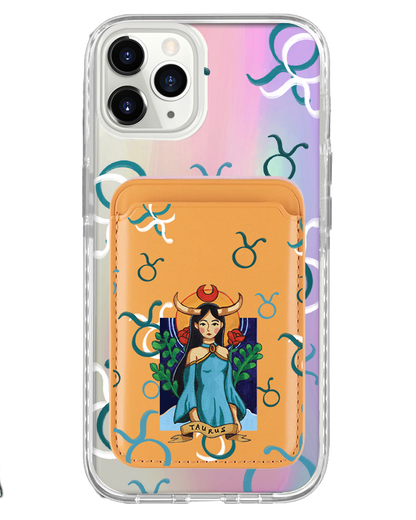 iPhone Magnetic Wallet Holo Case - Taurus