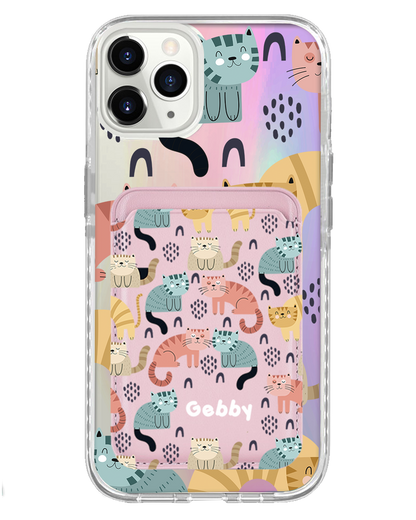 iPhone Magnetic Wallet Holo Case - Rainbow Meow 1.0