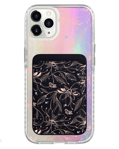 iPhone Magnetic Wallet Holo Case - Sketchy Flower & Butterfly 1.0