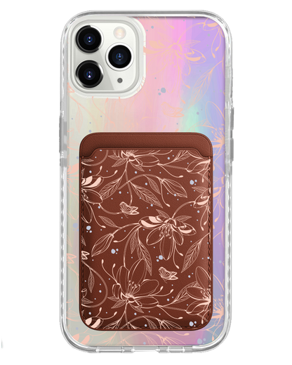 iPhone Magnetic Wallet Holo Case - Sketchy Flower & Butterfly 1.0