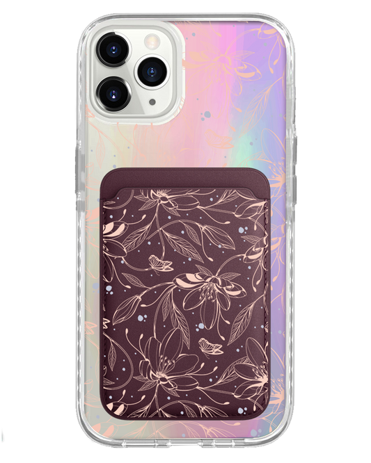 iPhone Magnetic Wallet Holo Case - Sketchy Flower & Butterfly 1.0