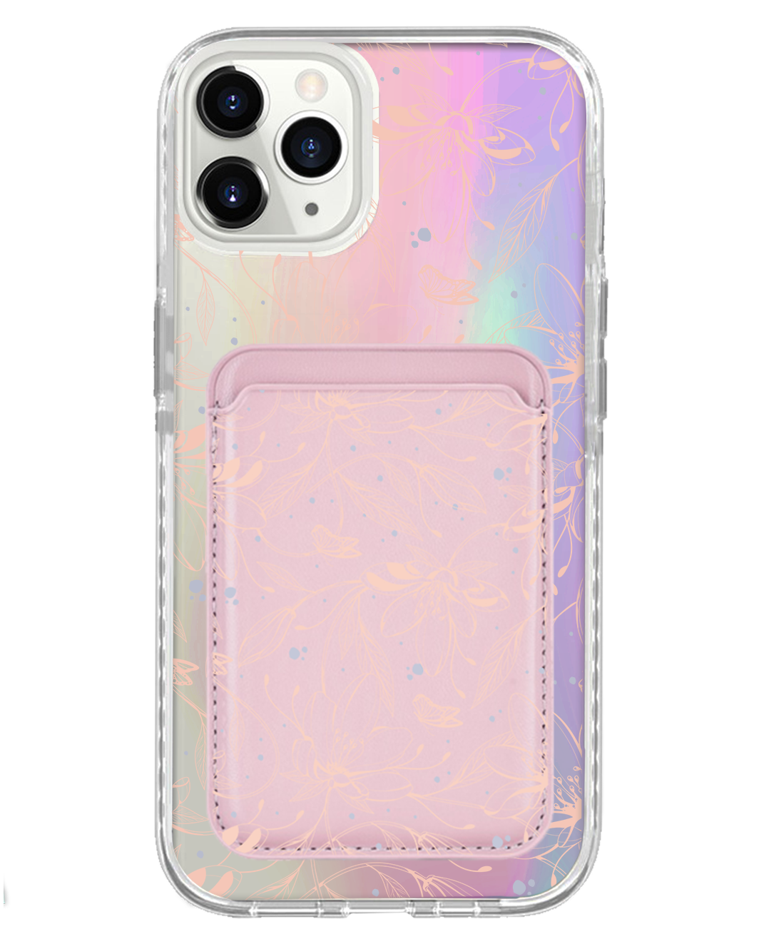 iPhone Magnetic Wallet Holo Case - Sketchy Flower & Butterfly 1.0