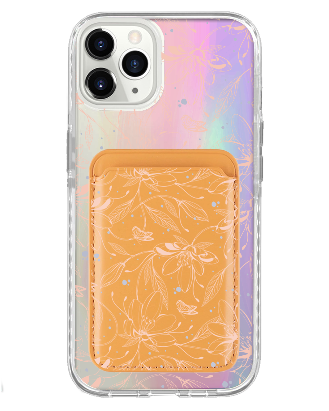 iPhone Magnetic Wallet Holo Case - Sketchy Flower & Butterfly 1.0