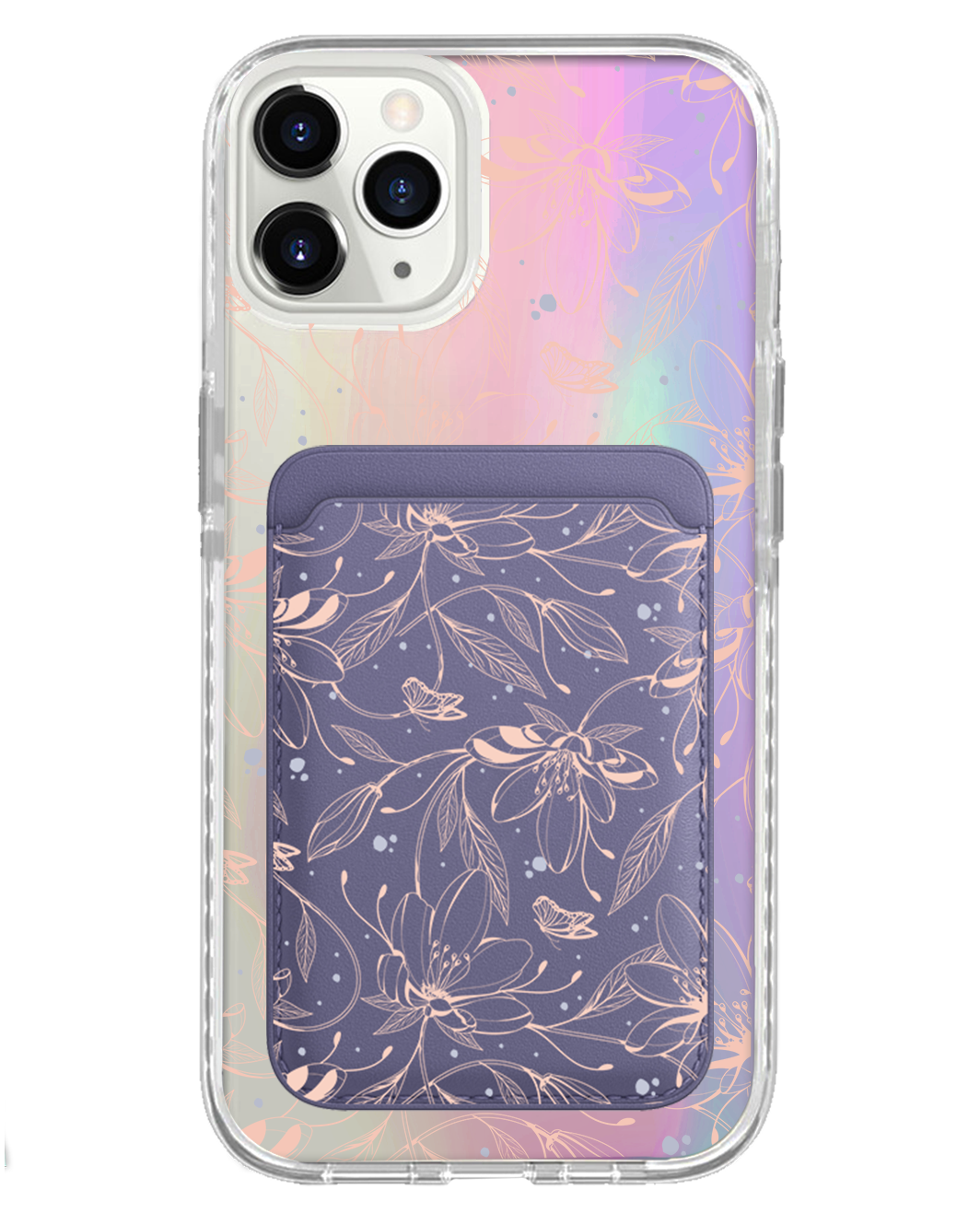 iPhone Magnetic Wallet Holo Case - Sketchy Flower & Butterfly 1.0