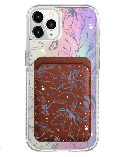 iPhone Magnetic Wallet Holo Case - Sketchy Flower & Butterfly 2.0