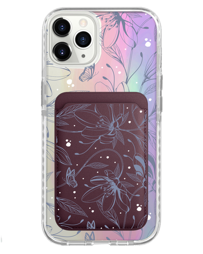 iPhone Magnetic Wallet Holo Case - Sketchy Flower & Butterfly 2.0
