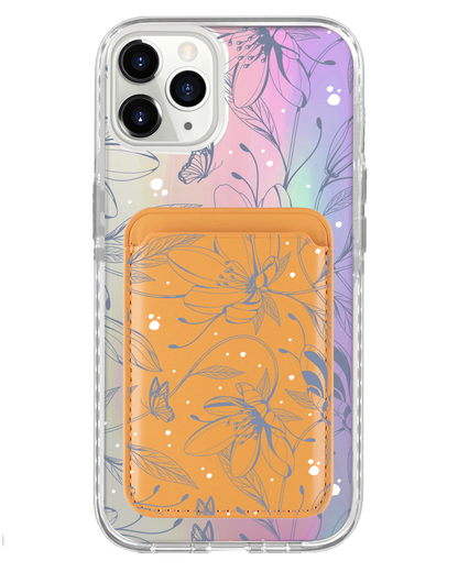 iPhone Magnetic Wallet Holo Case - Sketchy Flower & Butterfly 2.0