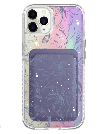 iPhone Magnetic Wallet Holo Case - Sketchy Flower & Butterfly 2.0