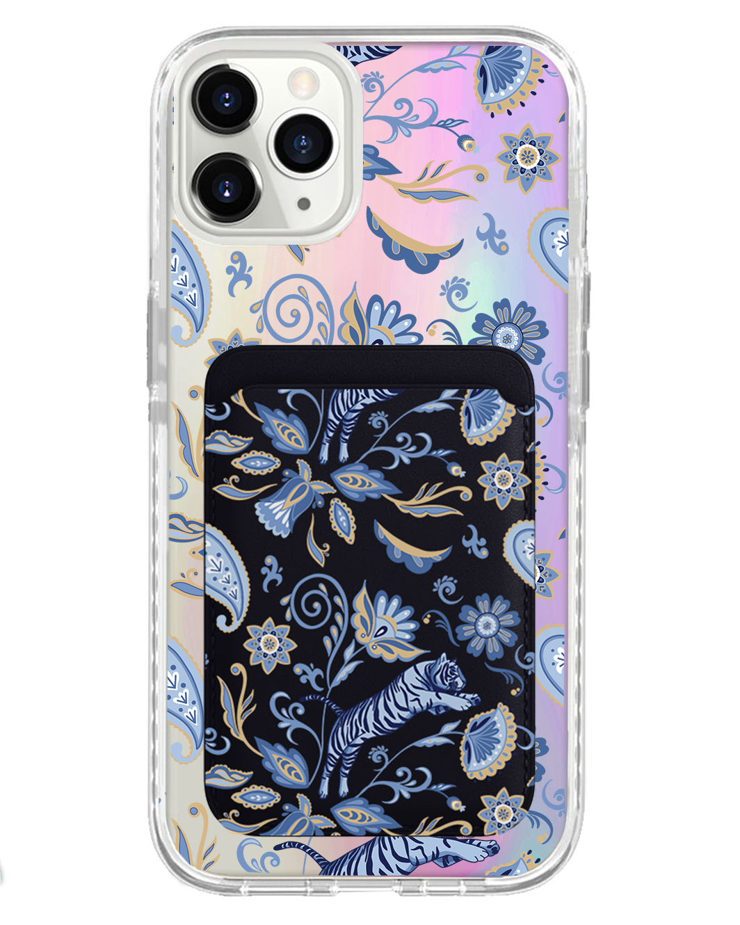 iPhone Magnetic Wallet Holo Case - Tiger & Floral 1.0