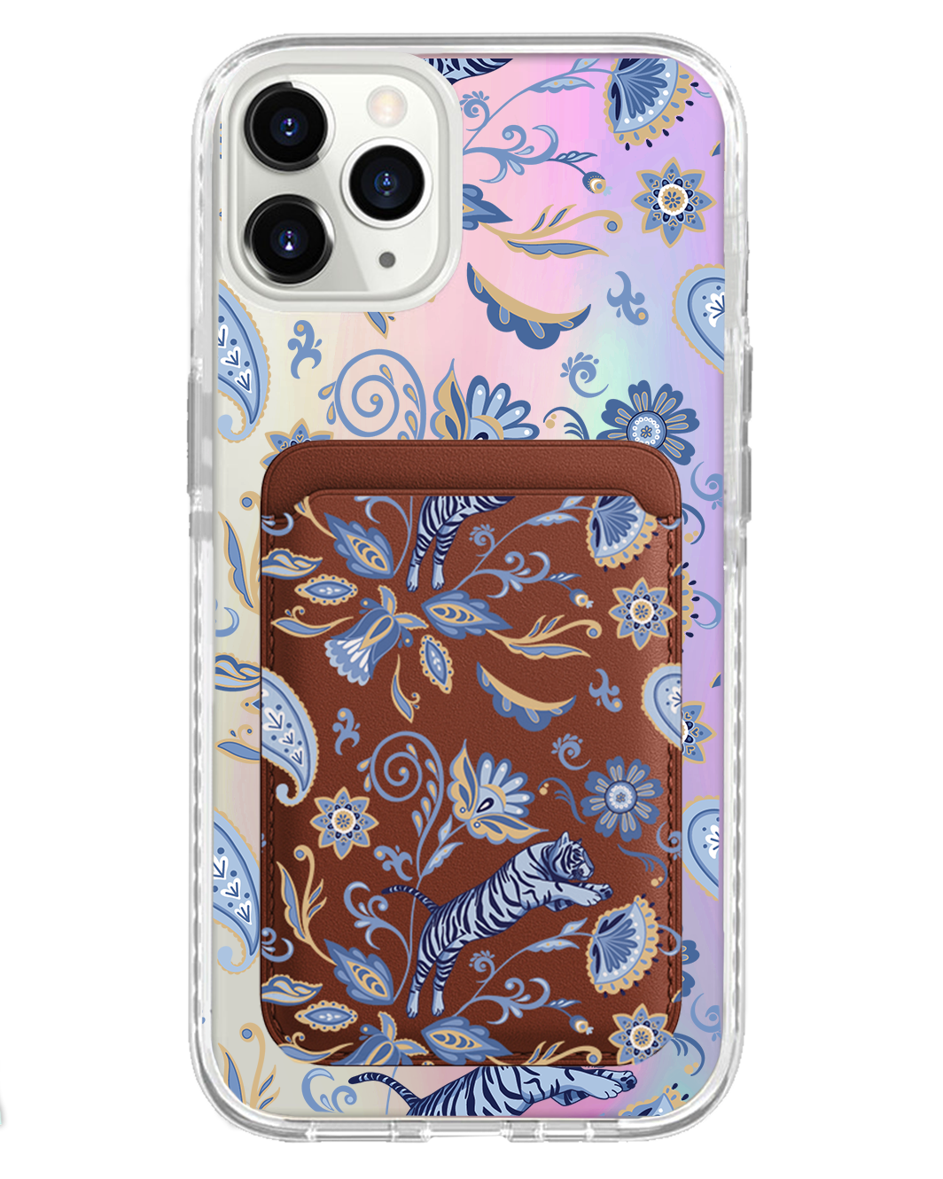 iPhone Magnetic Wallet Holo Case - Tiger & Floral 1.0