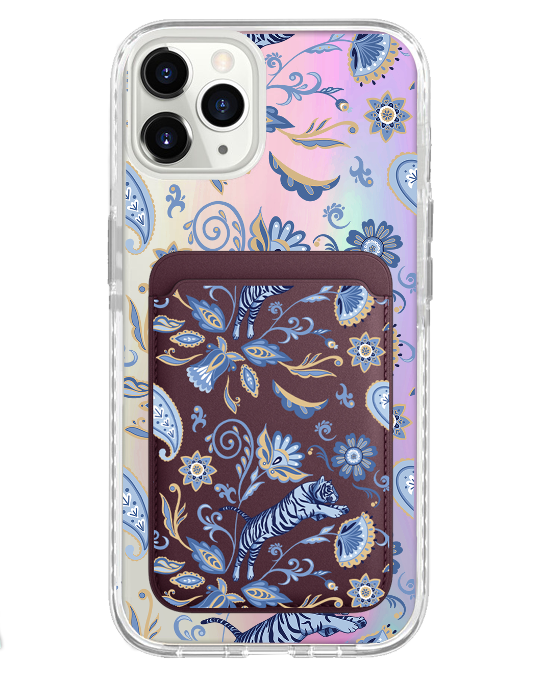 iPhone Magnetic Wallet Holo Case - Tiger & Floral 1.0