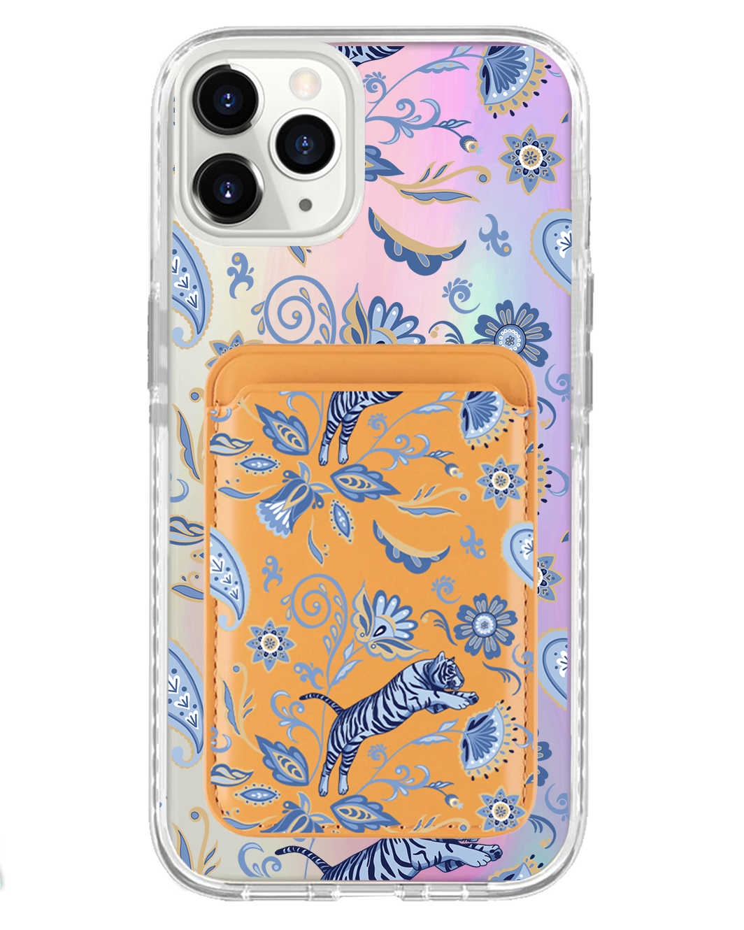 iPhone Magnetic Wallet Holo Case - Tiger & Floral 1.0