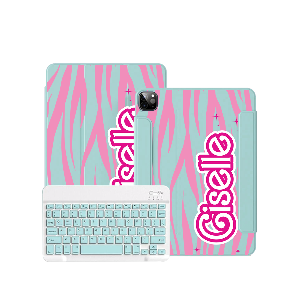 iPad / Android Tab Wireless Keyboard Flipcover - Barbie Zebra Pattern