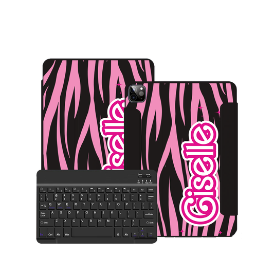 iPad / Android Tab Wireless Keyboard Flipcover - Barbie Zebra Pattern