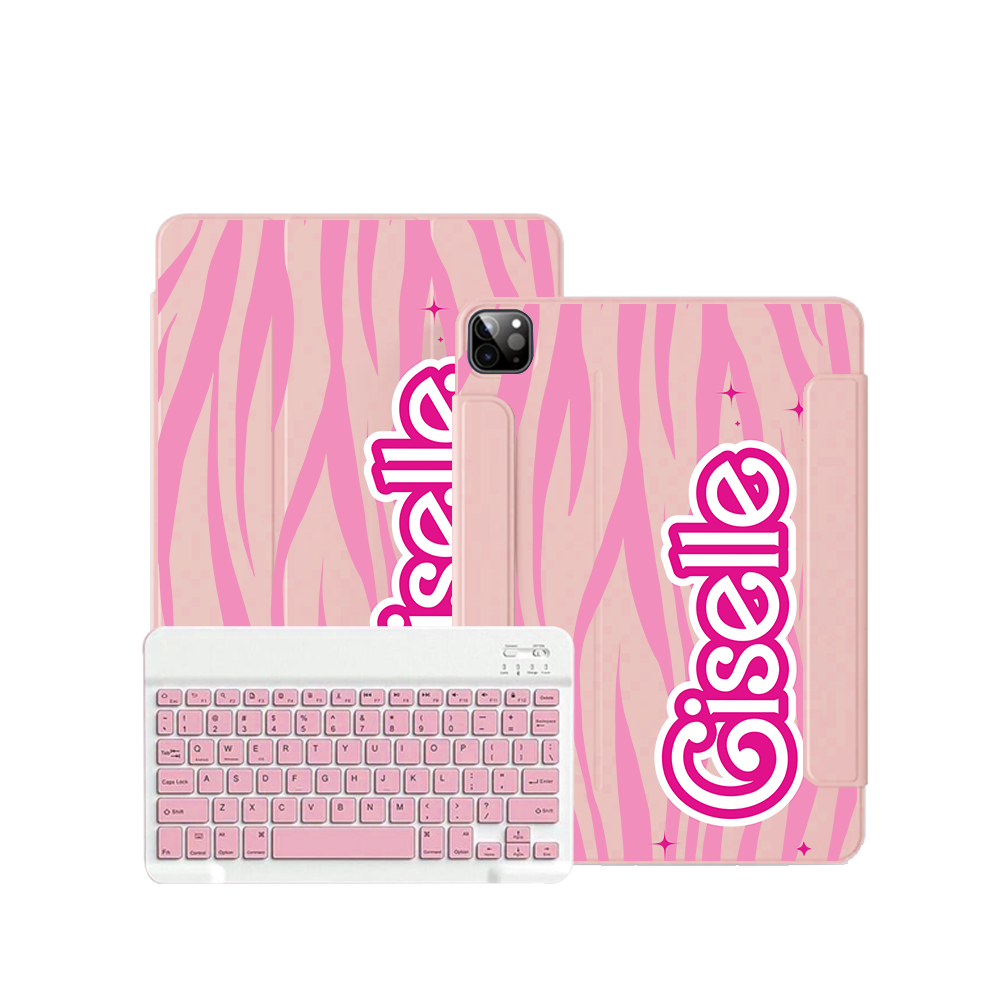 iPad / Android Tab Wireless Keyboard Flipcover - Barbie Zebra Pattern