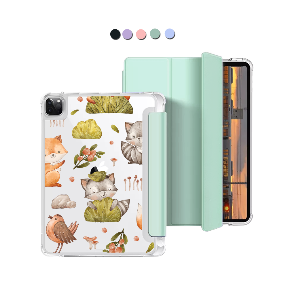 iPad Macaron Flip Cover - Racoon & Friends