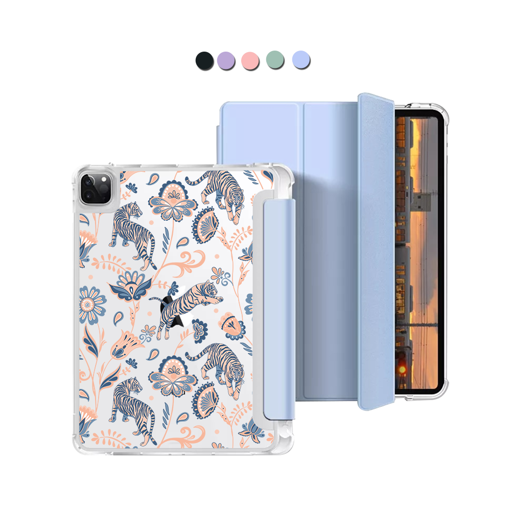 iPad Macaron Flip Cover - Tiger & Floral 5.0