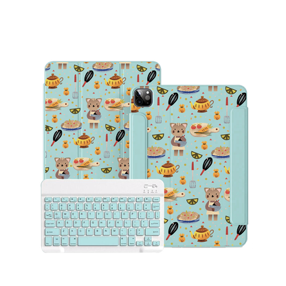 iPad / Android Tab Wireless Keyboard Flipcover - Cooking Cat