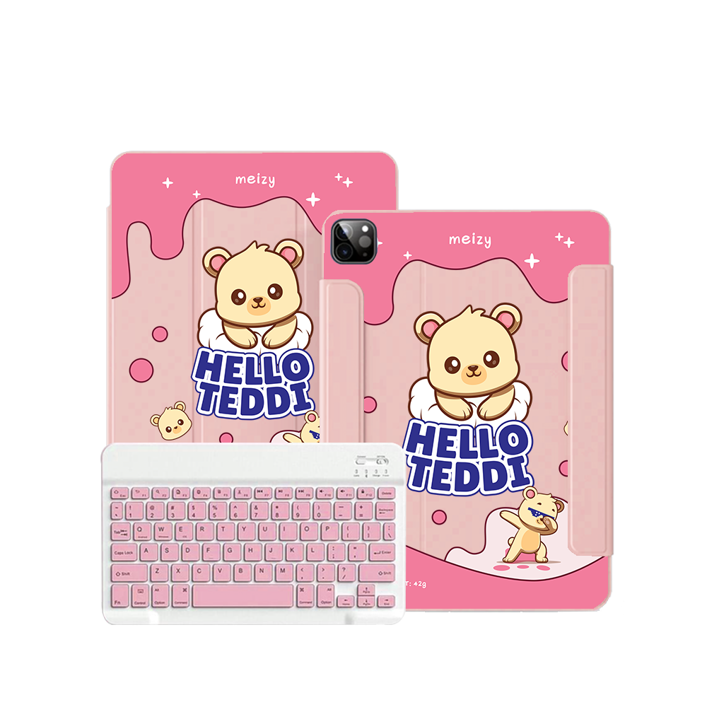 iPad / Android Tab Wireless Keyboard Flipcover - Hello Teddy 2.0