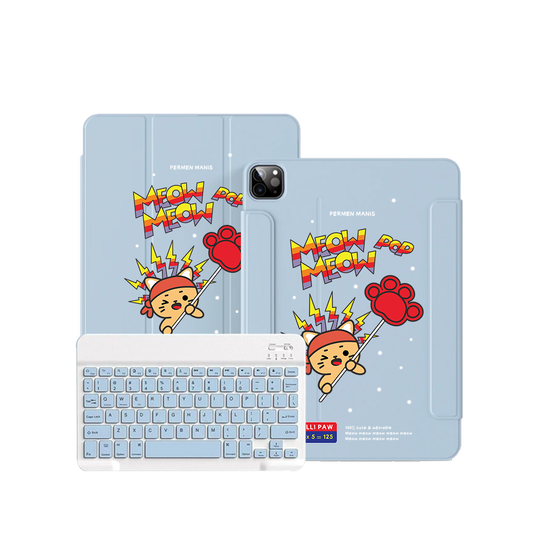 iPad / Android Tab Wireless Keyboard Flipcover - Meow Pop 1.0