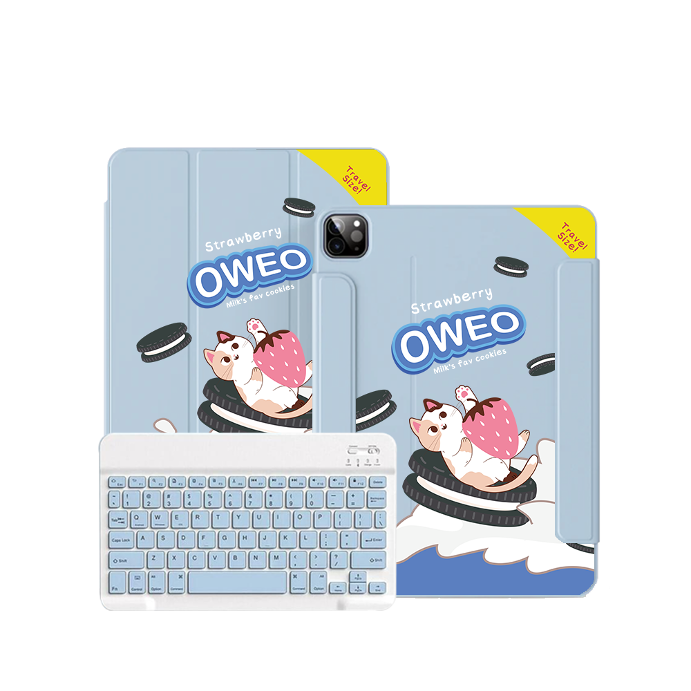 iPad / Android Tab Wireless Keyboard Flipcover - Meow Pop Oweo Cat