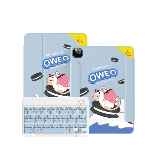 iPad / Android Tab Wireless Keyboard Flipcover - Meow Pop Oweo Cat