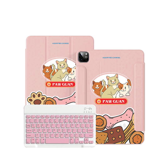 iPad Wireless Keyboard Flipcover - Paw Guan Cat