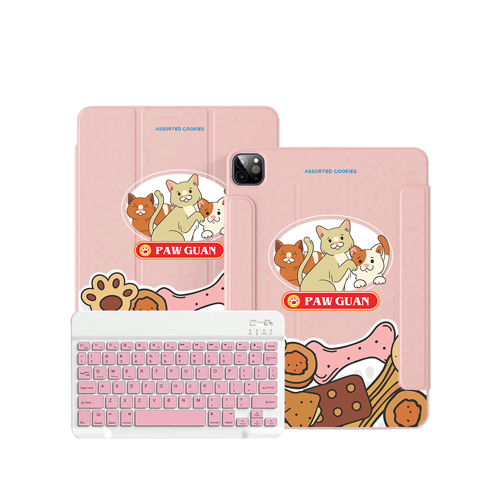 iPad Wireless Keyboard Flipcover - Paw Guan Cat