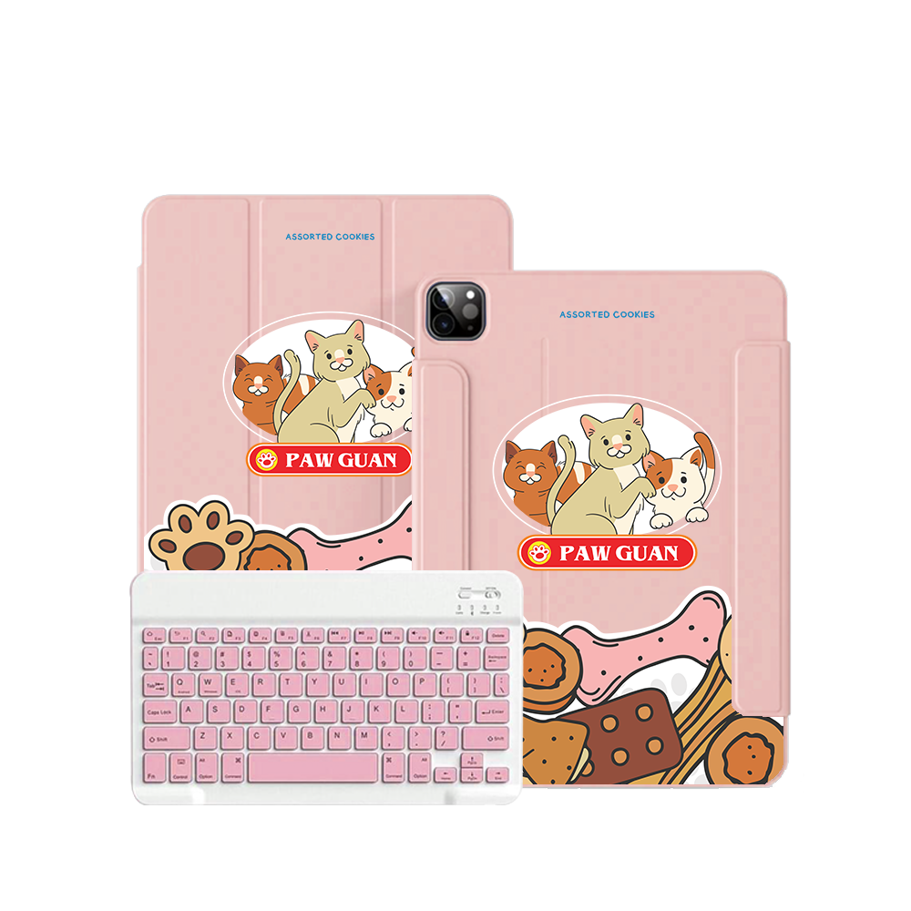 iPad / Android Tab Wireless Keyboard Flipcover - Paw Guan Cat