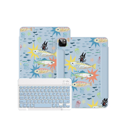 iPad / Android Tab Wireless Keyboard Flipcover - The Fish Surfer