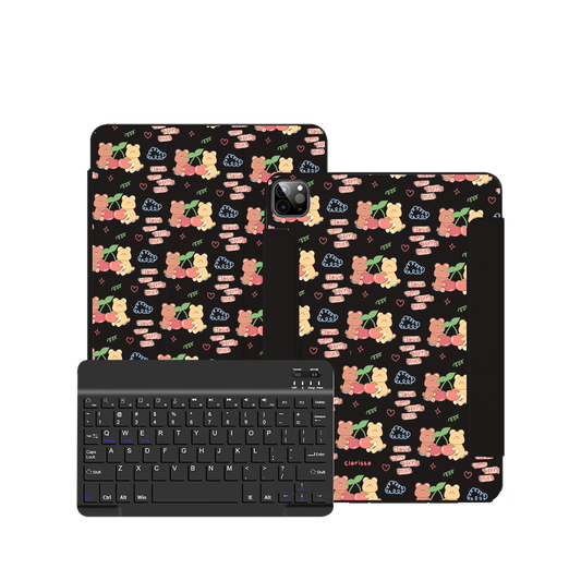 iPad / Android Tab Wireless Keyboard Flipcover - Cherry Bear Stamps