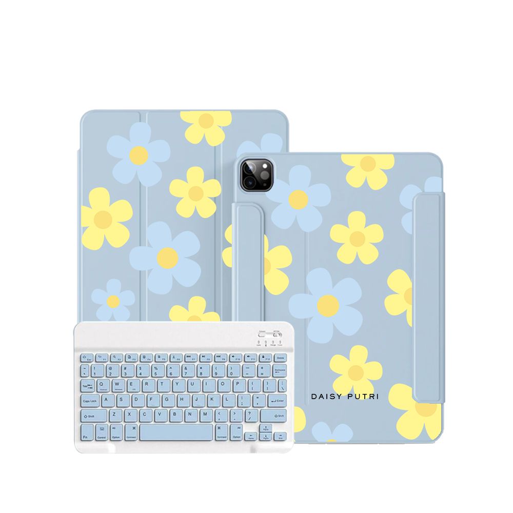 iPad / Android Tab Wireless Keyboard Flipcover - Daisy Skies