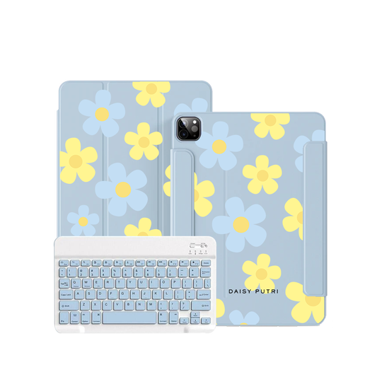 iPad / Android Tab Wireless Keyboard Flipcover - Daisy Skies