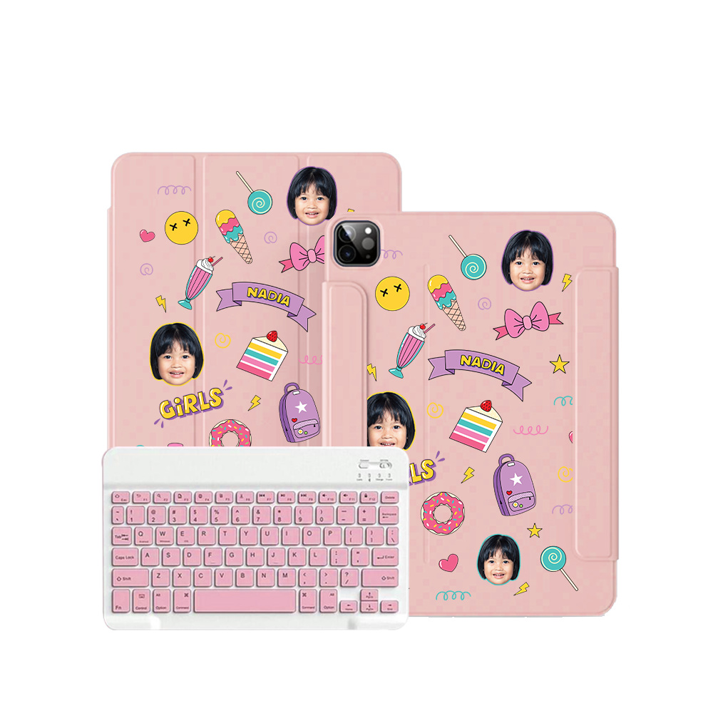 iPad / Android Tab Wireless Keyboard Flipcover - Face Grid Comic