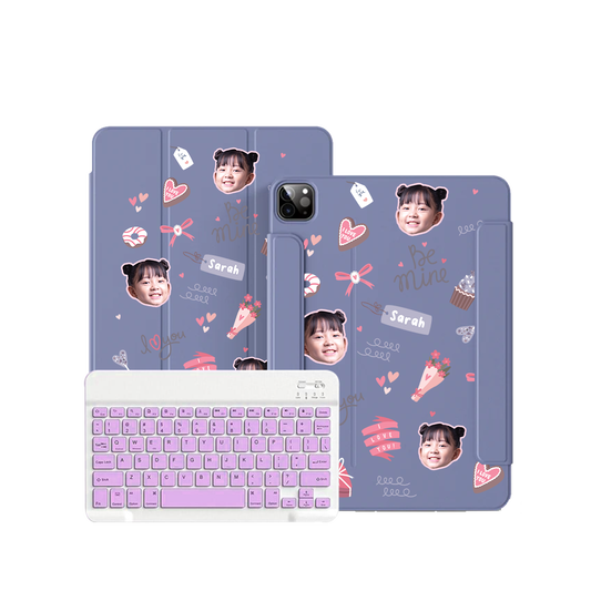 iPad / Android Tab Wireless Keyboard Flipcover - Face Grid Lovely