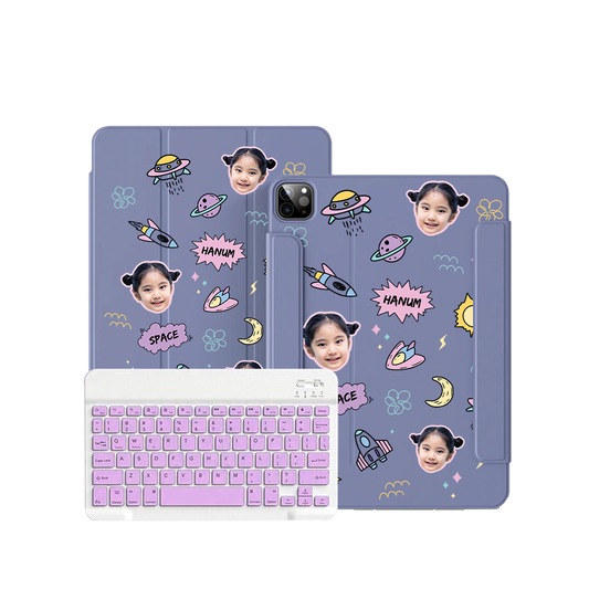 iPad / Android Tab Wireless Keyboard Flipcover - Face Grid Space