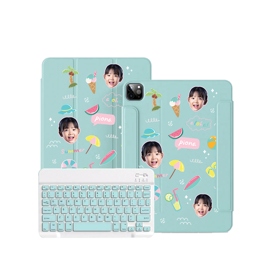 iPad / Android Tab Wireless Keyboard Flipcover - Face Grid Summer