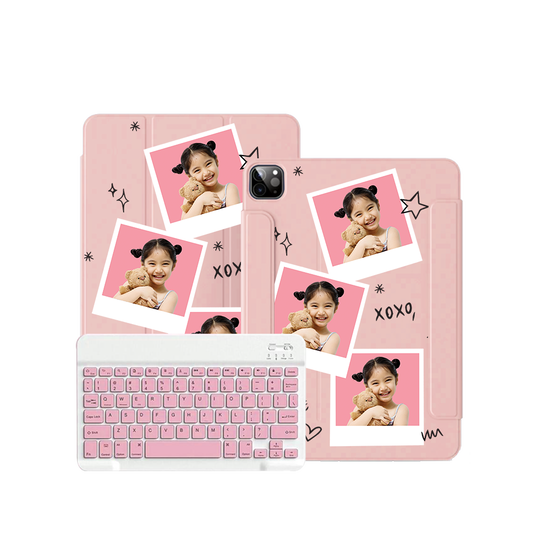 iPad / Android Tab Wireless Keyboard Flipcover - Face Grid White Polaroid