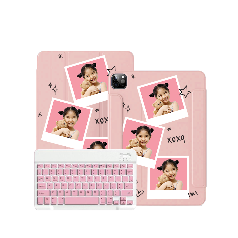 iPad / Android Tab Wireless Keyboard Flipcover - Face Grid White Polaroid