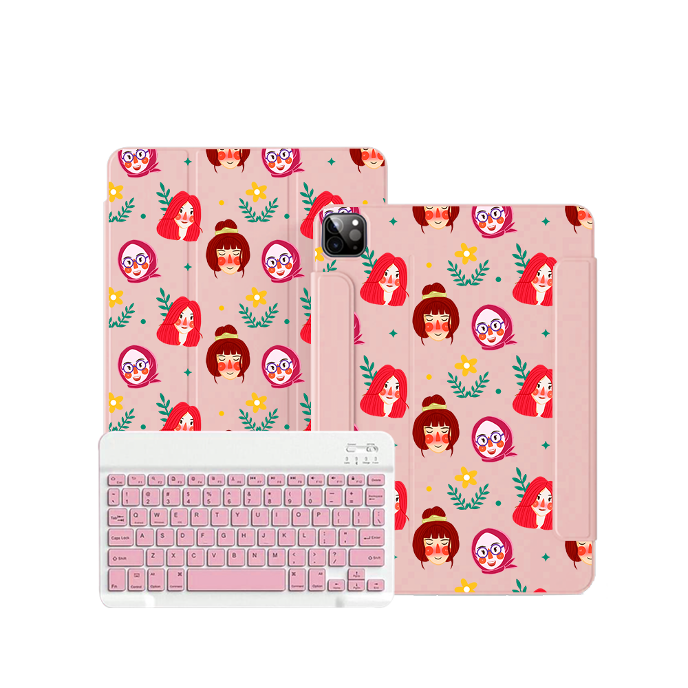 iPad Wireless Keyboard Flipcover - Lovely Faces
