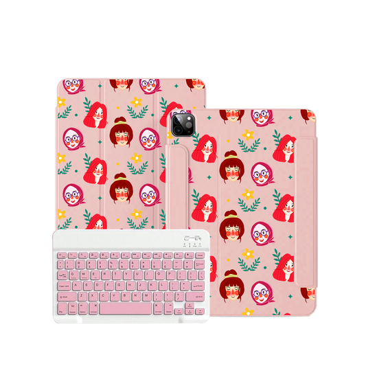 iPad Wireless Keyboard Flipcover - Lovely Faces