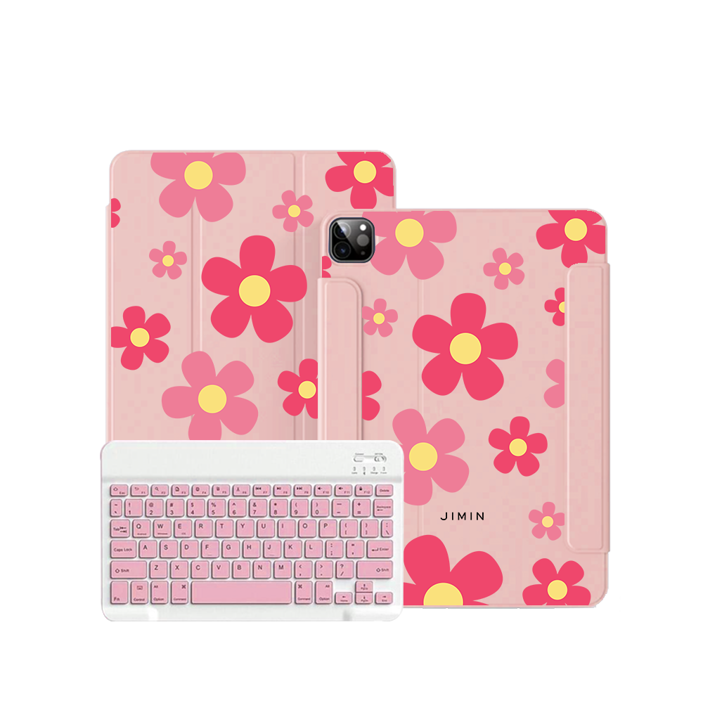 iPad / Android Tab Wireless Keyboard Flipcover - Daisy Blush