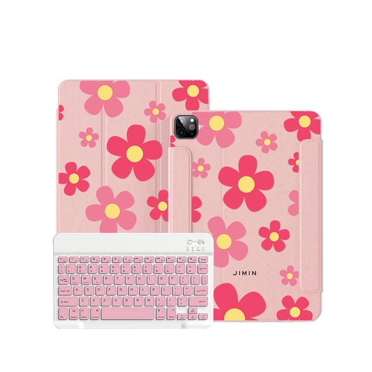 iPad / Android Tab Wireless Keyboard Flipcover - Daisy Blush