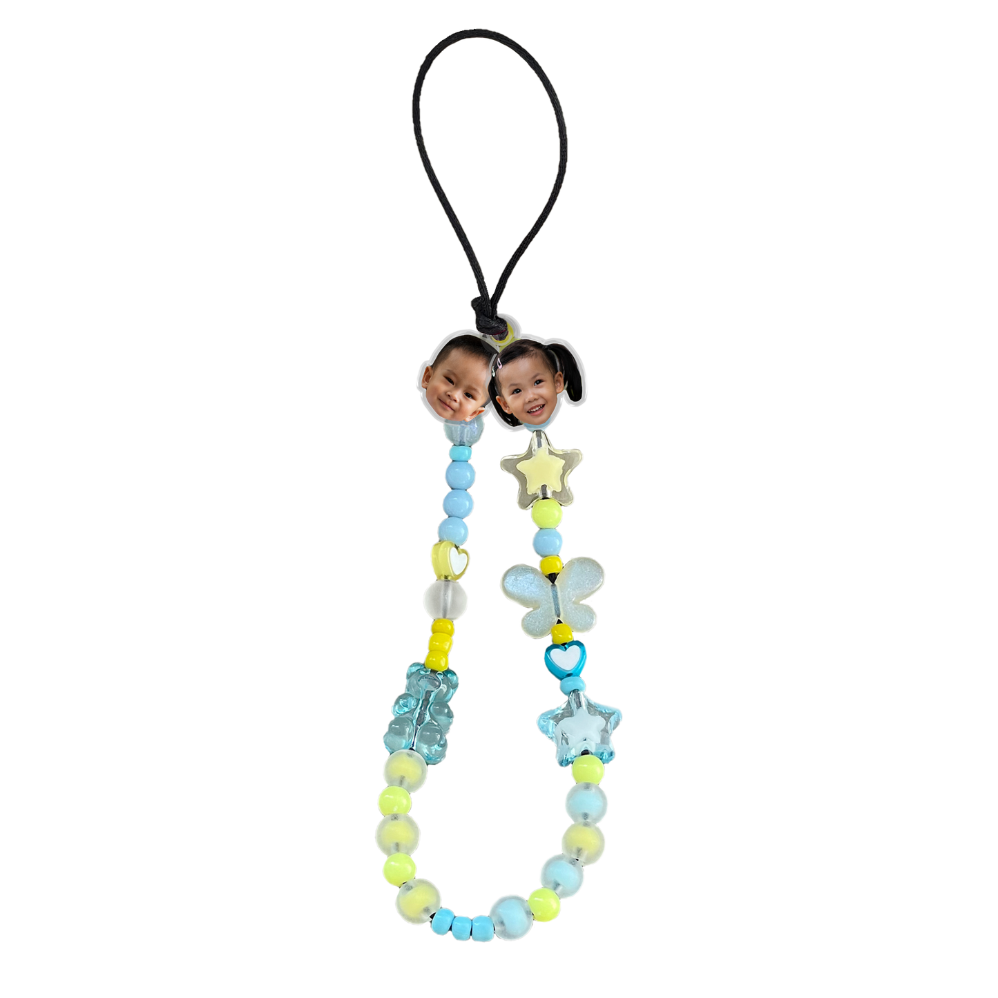 Beaded Strap with Acrylic Charm - Face Grid Iced Lemonade