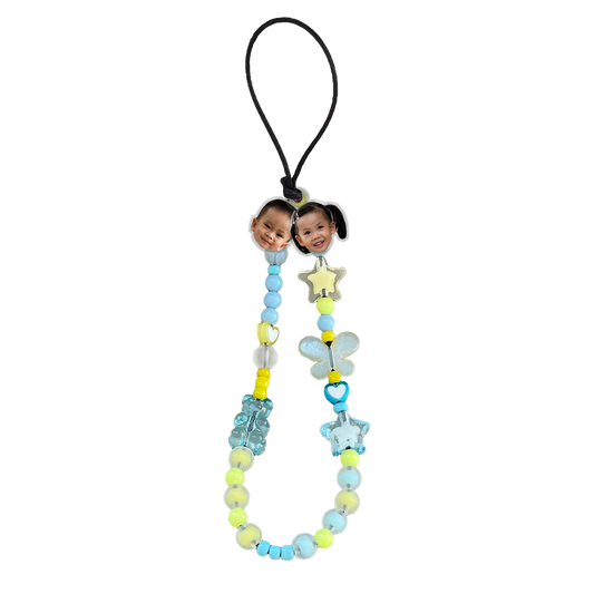 Beaded Strap with Acrylic Charm - Face Grid Iced Lemonade